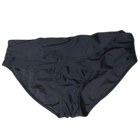 NWT Unbranded swim bottom Women XL black mid twist front bikini ruched Classic - Picture 1 of 6